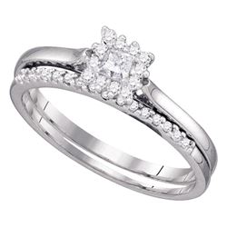 1/4 CTW Princess Diamond Halo Bridal Wedding Engagement Ring 10kt White Gold - REF-30T3K