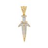 Image 1 : 3/4 CTW Mens Round Diamond Dagger Knife Charm Pendant 10kt Yellow Gold - REF-63M5A