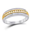 Image 1 : 1/4 CTW Mens Round Diamond Wedding Anniversary Ring 10kt Two-tone White Gold - REF-26F3M