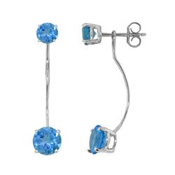 Genuine 4.3 ctw Blue Topaz Earrings 14KT White Gold - REF-30X6M