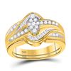 Image 1 : 1/2 CTW Round Diamond Cluster Bridal Wedding Engagement Ring 14kt Yellow Gold - REF-57W3F