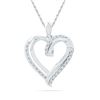 Image 1 : 1/10 CTW Round Diamond Heart Pendant 10kt White Gold - REF-14H4W