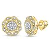 Image 1 : 1/6 CTW Round Diamond Milgrain Cable Cluster Earrings 10kt Yellow Gold - REF-13M2A