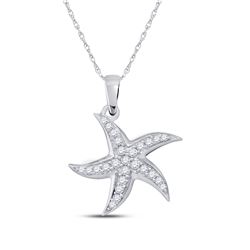 1/4 CTW Round Diamond Starfish Nautical Pendant 10kt White Gold - REF-18Y3X