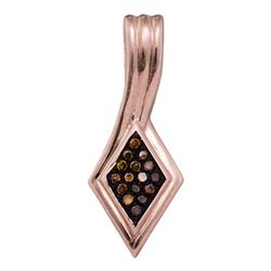 1/20 CTW Round Red Color Enhanced Diamond Cluster Pendant 10kt Rose Gold - REF-7F5M