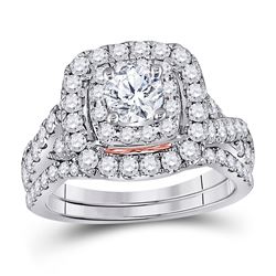 2 CTW Round Diamond Bridal Wedding Engagement Ring 14kt Two-tone Gold - REF-239T9K