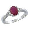 Image 1 : 1.44 CTW Ruby & Diamond Ring 10K White Gold - REF-29V4R