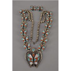 ZUNI INDIAN NECKLACE AND EARRINGS