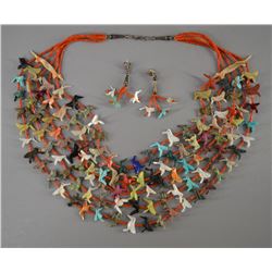 ZUNI INDIAN FETISH NECKLACE AND EARRINGS
