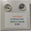 Image 2 : 10K White Gold 2 Citrine(1.3ct) Earrings, Made in Canada, Suggested Retail Value $200