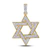 Image 1 : 1/2 CTW Mens Round Diamond Magen Star of David Charm Pendant 10kt Yellow Gold - REF-26H3W