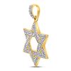 Image 2 : 1/2 CTW Mens Round Diamond Magen Star of David Charm Pendant 10kt Yellow Gold - REF-26H3W