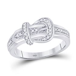 1/5 CTW Round Diamond Belt Buckle Ring 10kt White Gold - REF-22F8M