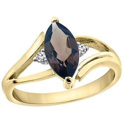 1.24 CTW Quartz & Diamond Ring 10K Yellow Gold - REF-23R3H