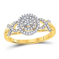 1/5 CTW Round Diamond Cluster Split-shank XO Ring 10kt Yellow Gold - REF-21M5A