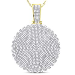 2 & 3/4 CTW Mens Round Diamond Circle Cluster Charm Pendant 10kt Yellow Gold - REF-139Y5X