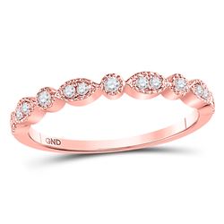 1/6 CTW Round Diamond Marquise Dot Stackable Ring 10kt Rose Gold - REF-15X3T