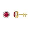 Image 1 : 1 & 1/3 CTW Round Lab-Created Ruby Solitaire Stud Earrings 10kt Yellow Gold - REF-16X8T