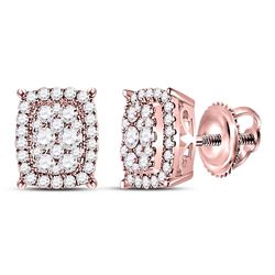 1/2 CTW Round Diamond Rectangular Cluster Earrings 14kt Rose Gold - REF-41X9T