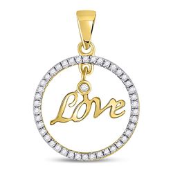 1/4 CTW Round Diamond Heart Circle Pendant 10kt Yellow Gold - REF-13K2R