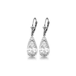 Genuine 10 ctw White Topaz Earrings 14KT White Gold - REF-55F5Z