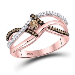 1/4 CTW Round Brown Diamond Solitaire Ring 10kt Rose Gold - REF-18W3F