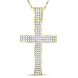 2 & 1/2 CTW Mens Round Diamond Roman Cross Crucifix Charm Pendant 10kt Yellow Gold - REF-141F6M