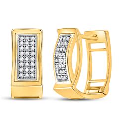 1/6 CTW Round Diamond Triple Row Huggie Earrings 10kt Yellow Gold - REF-18K3R