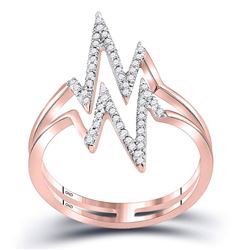 1/5 CTW Round Diamond Double Heartbeat Ring 10kt Rose Gold - REF-15H5W