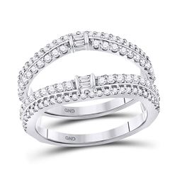 3/4 CTW Baguette Diamond Wrap Ring 14kt White Gold - REF-60M3A