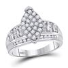 Image 1 : 1/2 CTW Round Diamond Oval Cluster Bridal Wedding Engagement Ring 10kt White Gold - REF-35R9H