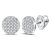 Image 1 : 1/6 CTW Mens Round Diamond Circle Cluster Earrings 10kt White Gold - REF-10A8N