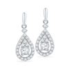 Image 1 : 1/2 CTW Round Diamond Solitaire Teardrop Frame Dangle Earrings 10kt White Gold - REF-41W9F