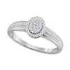 Image 1 : 1/6 CTW Round Diamond Oval Cluster Ring 10kt White Gold - REF-14R4H