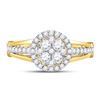 Image 2 : 3/4 CTW Round Diamond Cluster Bridal Wedding Engagement Ring 14kt Yellow Gold - REF-71H9W