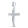 Image 2 : 1/2 CTW Mens Round Diamond Roman Cross Charm Pendant 10kt White Gold - REF-39N3Y