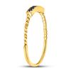 Image 3 : 1/20 CTW Round Blue Sapphire Beaded Stackable Ring 10kt Yellow Gold - REF-7F5M