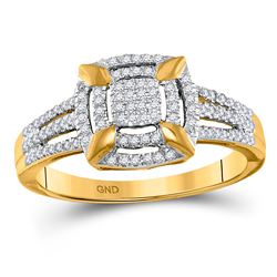 1/4 CTW Round Diamond Square Frame Cluster Ring 10kt Yellow Gold - REF-21X5T