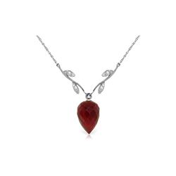 Genuine 13.02 ctw Ruby & Diamond Necklace 14KT White Gold - REF-42W2Y