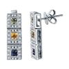 Image 1 : 0.97 CTW Multi-Color Sapphire & Diamond Earrings 18K White Gold - REF-71W5H