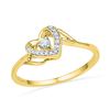 Image 1 : 1/12 CTW Round Diamond Heart Promise Bridal Ring 10kt Yellow Gold - REF-10T8K