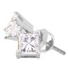 Image 1 : 1/5 CTW Unisex Princess Diamond Solitaire Studs Earrings 14kt White Gold - REF-16A8N