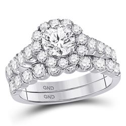 2 CTW Round Diamond Bridal Wedding Engagement Ring 14kt White Gold - REF-287N8Y