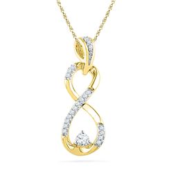 1/5 CTW Round Diamond Vertical Infinity Pendant 10kt Yellow Gold - REF-20X3T