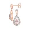 Image 1 : 1/2 CTW Pear Lab-Created Morganite Diamond Dangle Earrings 10kt Rose Gold - REF-21M5A
