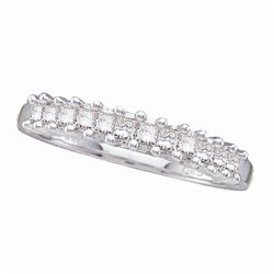 1/2 CTW Princess Prong-set Diamond Single Row Wedding Ring 14kt White Gold - REF-45M6A