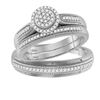 Image 1 : 1/4 CTW His & Hers Round Diamond Cluster Matching Bridal Wedding Ring 10kt White Gold - REF-39T6K