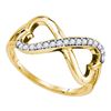 Image 1 : 1/6 CTW Round Diamond Infinity Double Heart Ring 10kt Yellow Gold - REF-18T3K