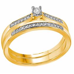 1/8 CTW Round Diamond Bridal Wedding Engagement Ring 10kt Yellow Gold - REF-24W3F