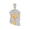 Image 1 : 7/8 CTW Mens Round Diamond Jesus Face Charm Pendant 10kt Yellow Gold - REF-45H6W